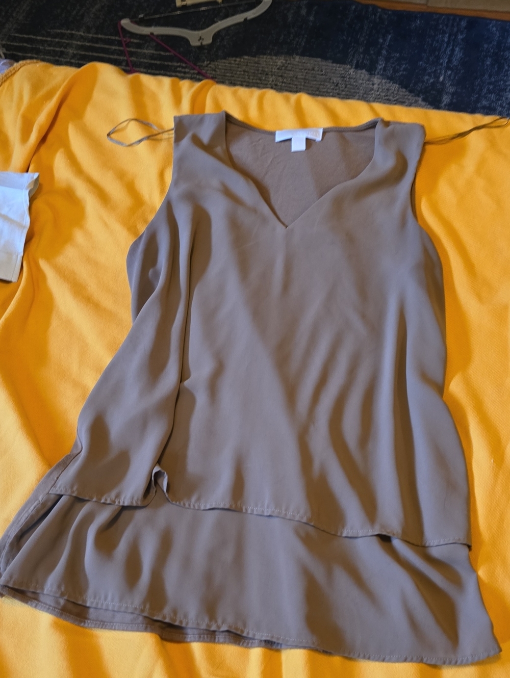 Michael Kors Sleeveless V-Neck Layered Tunic in Taupe